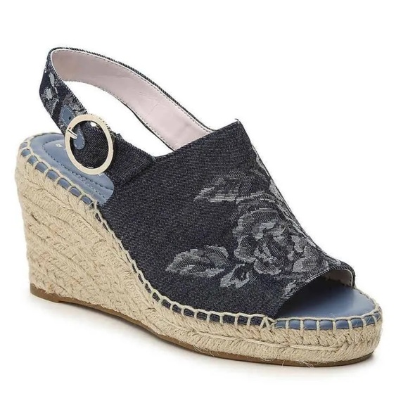 Taryn by Taryn Rose Winda Wedge Sandal Women's Navy 7.5/37.5 summer Beachy - Picture 1 of 9